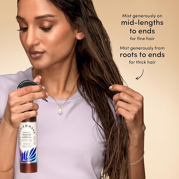 Fable & Mane Detangling Leave-In Conditioner, with UV Heat Protection for Smooth, Hydrated, Tangle-free Hair. Enriched with Aloe Vera