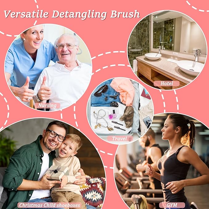 HOFASON 6 Pcs Bulk Hair Brushes for Homeless Supplies, Individually Wrapped Disposable Hair Brushes Nylon Bristles Detangling Hair Brush for Women Hotel Nursing Charity