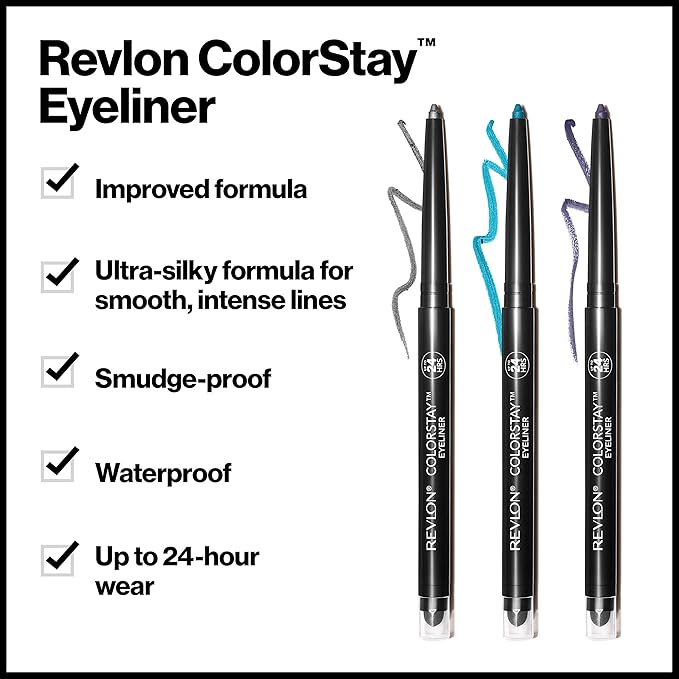 Revlon ColorStay Pencil Eyeliner with Built-in Sharpener, Waterproof, Smudgeproof, Longwearing Eye Makeup with Ultra-Fine Tip, Teal, 0.028 oz