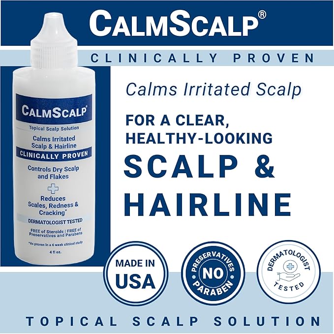 Scalp Solution | Calms Irritated Scalp | Dry Scalp Treatment | Reduces Scales, Flakes & Redness | Clinically Proven | Free of Steroids | Non Shampoo Leave-On Scalp Treatment | 4 oz