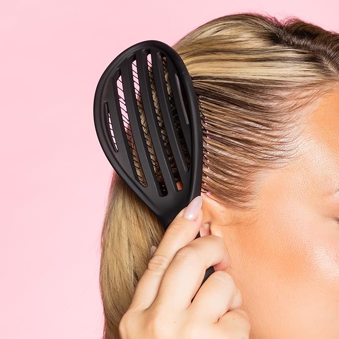 Gimme Beauty Vented Detangling Brush - Quick-Dry, Heat-Resistant Wet Brush for Thick or Thin Locks - Supports Healthy Hair - Flexible Curved Design for Fine Locks - Fine Hair