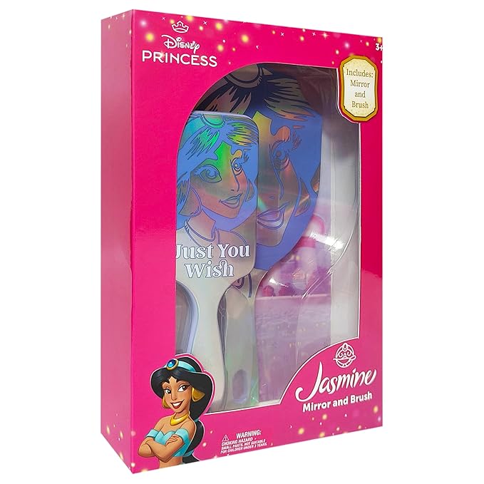 LUV HER Disney Princesses Spa Set for Girls Age 3+ - Includes Paddle Hair Brush and Hand Mirror featuring Jasmin - Imaginative Play and Self-Care - Develops Creativity and Fine Motor Skills