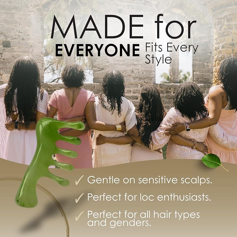 Loc Comb - Scalp Massager | Gua Sha Hair Care Inspired Wide Tooth Comb for Curls - Head Massager for Hair Growth, Hair Detangler for Women, Men By NVLX LABS
