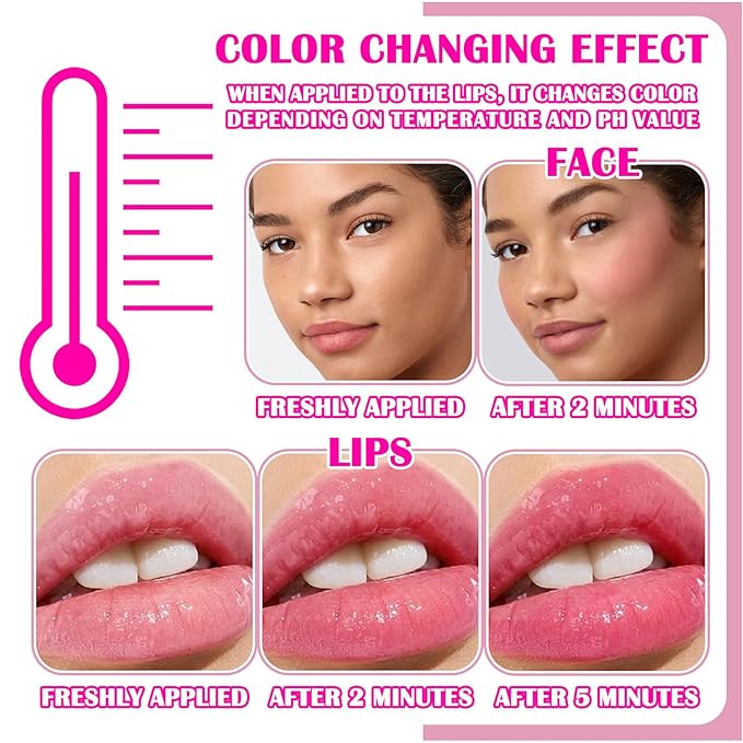 Color Changing Blush,PH Temperature Magic Color Changing Clear Women