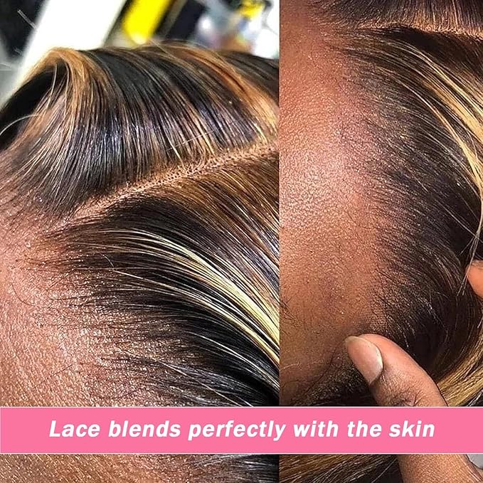 5x5 Highlight Water Wave Closure Wigs Human Hair 180% Density Curly Human Hair Wig Pre Plucked 26inch P4/27 Ombre 5x5 HD Lace Closure Wigs for Women(427curly 26inch)