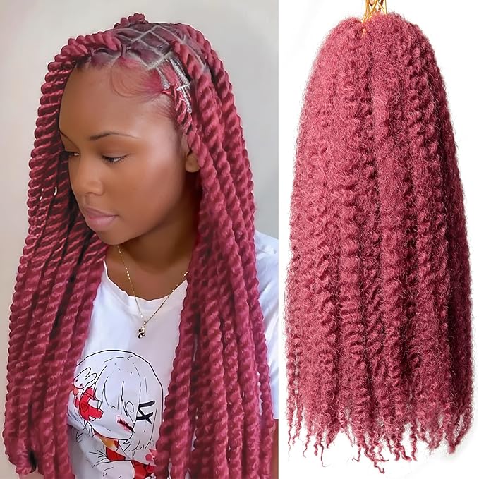 Marley Twist Braiding Hair 18 Inch 8 Packs โ Long-Lasting Marley Hair, Fluffy&Tangle-Free Cuban Twist Hair for Braiding, Natural Look Synthetic Spring Afro Kinky Twist Hair Extensions (118=BUG)