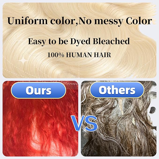 16A 613 Blonde Bundles Human Hair 100% Unprocessed Real Human Hair Body Wave 18 18 18 Inch Highlight Wavy Hair Bundle for Women Quick Weave Hair Deals