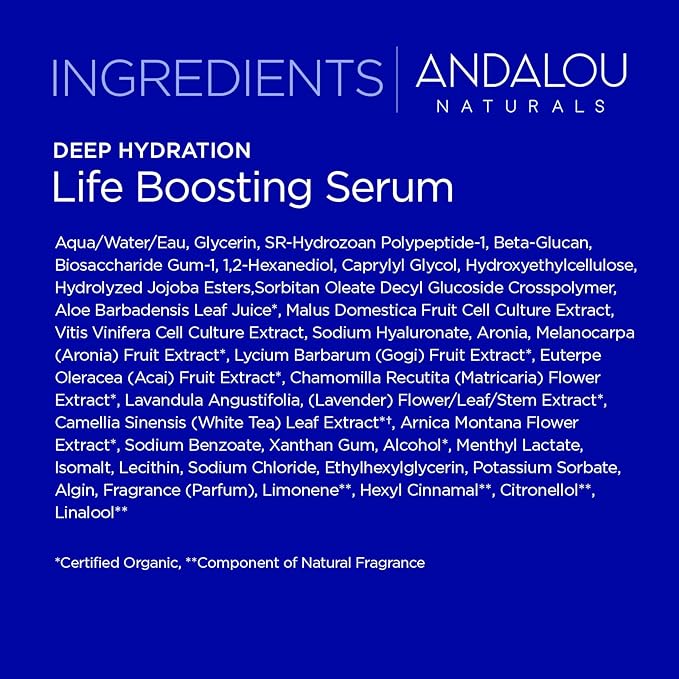 Andalou Naturals Collagen + Hyaluronic Acid Serum for Face, Deep Hydration Life Boosting Face Serum, Helps Improve Skin Elasticity, Day & Night Hydrating Serum, 1 Fl. Oz.