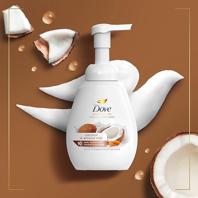 Dove Foaming Hand Wash Coconut & Almond Milk Pack of 4 Protects Skin from Dryness, More Moisturizers than the Leading Ordinary Hand Soap, 10.1 oz