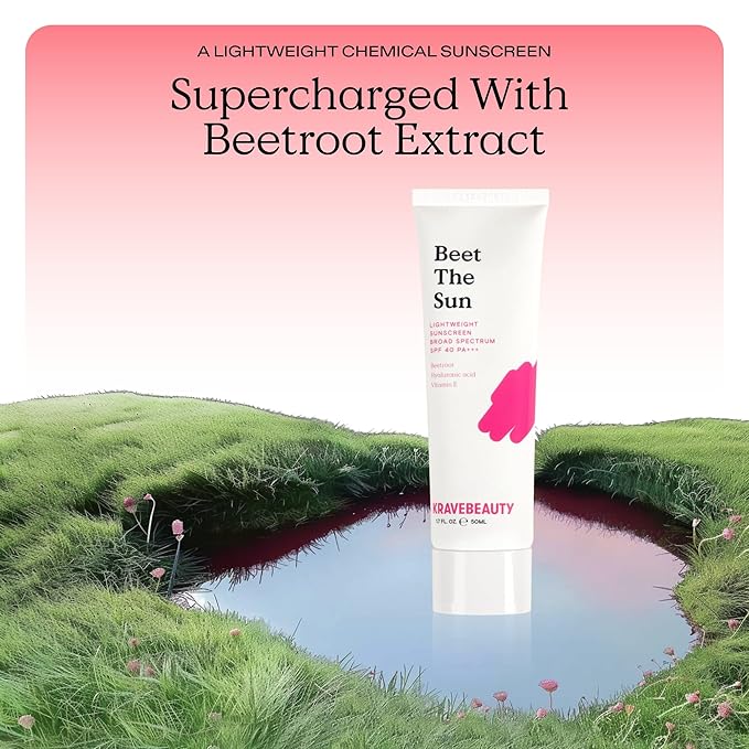 KraveBeauty Beet The Sun SPF 40 PA+++ Broad Spectrum Sunscreen Duo, Daily Non-Greasy Chemical SPF Duo, No White Cast or Pilling, For All Skin Types, Vegan & Cruelty Free, 1.7 fl oz x2