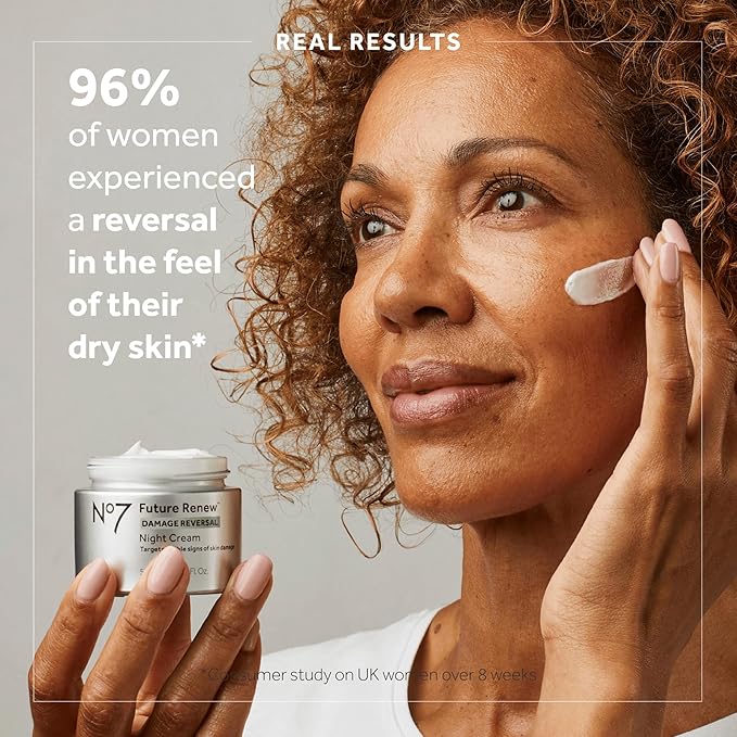 No7 Future Renew Damage Reversal Night Cream - Hydrating Face Moisturizer & Firming Cream to Reverse Visible Signs of Skin Damage - Dermatologist Approved and Suitable for Sensitive Skin (1.69 Fl Oz)