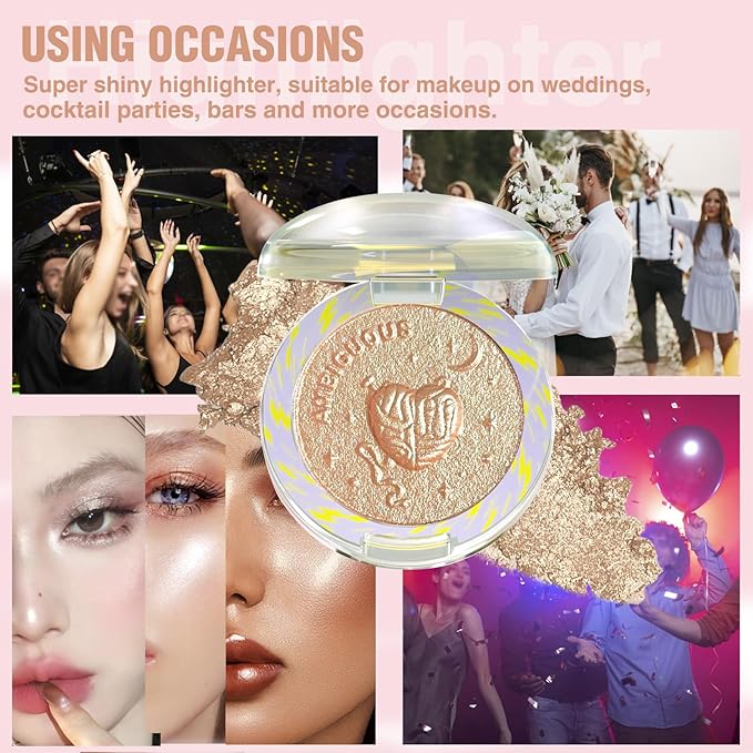 Glitter Sparkly Face Highlighter Makeup Palette Shimmer Radiant 6g