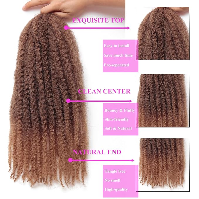Marley Twist Braiding Hair 24 Inch 8 Packs โ Fluffy&Tangle-Free Cuban Twist Hair for Braiding, Natural Look Synthetic Long-Lasting Spring Afro Kinky Twist Hair Extensions (33/27)