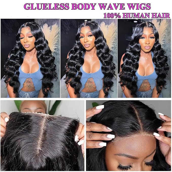 Wear And Go Body Wave Closure Wigs Human Hair Pre Plucked 180% Density 4x4 Glueless Wigs Human Hair with Baby Hair for Women 22 Inch