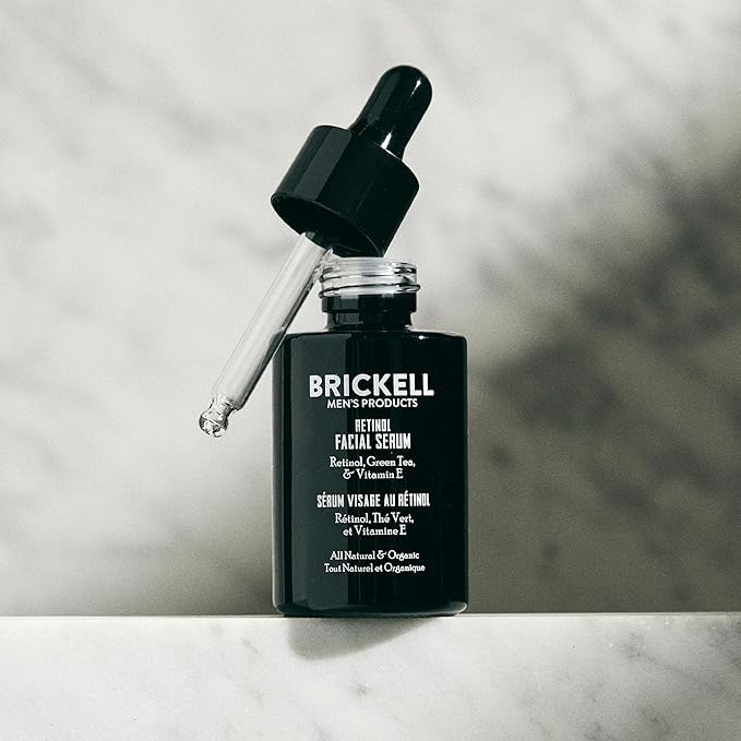 Brickell Men's Retinol Skin Care Serum Treatment For Firming Face Lines & Eye Wrinkles, Deep Hydrating Facial Skincare Serum For Anti-Aging, Fragrance Free, 1 Ounce