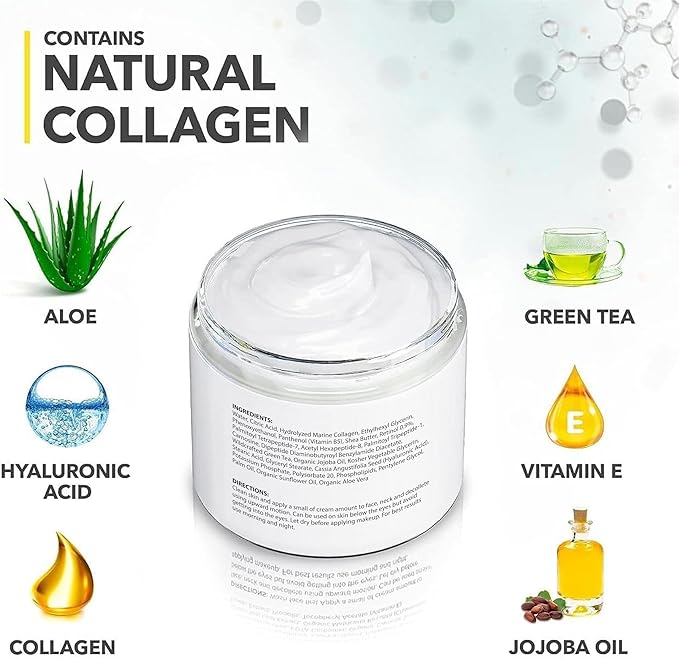 Retinol Cream for Face - Facial Moisturizer with Collagen and Hyaluronic Acid - Anti Aging Face Cream for Women and Men - Day and Night - Wrinkle - Neck & Décolleté
