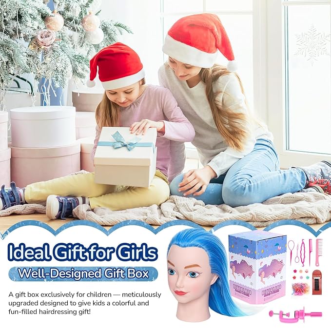 Neverland Beauty Mannequin Head with Hair, 20 Inch Cosmetology Manikin Barbie Head Styling Doll for Practice Braiding, Doll Head for Hair Styling Braiding Hairdressing for Girls