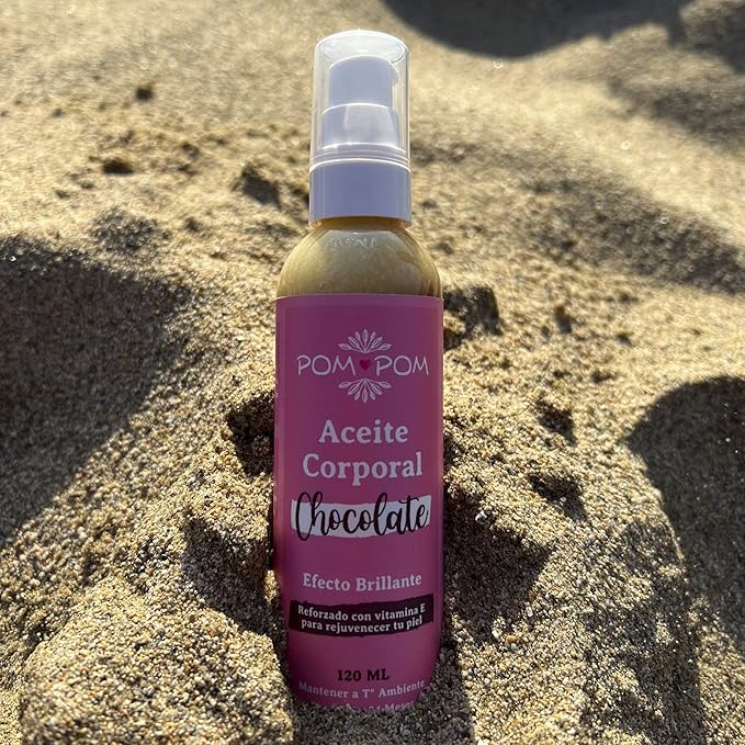 Tanning Oil Pompom - CHOCO - 100% natural with vitamin E, Eco Friendly - 4 oz