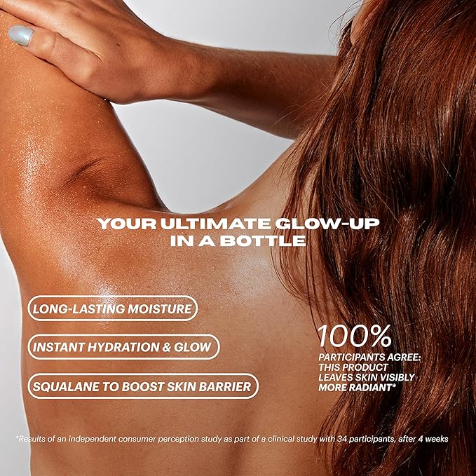 OUI the People FEATHERWEIGHT Hydrating Body Gloss, Unscented, Skin Barrier Boosting Serum Oil for Deep Hydration, Softens, Firms, and Enhances Skin Health, Shimmer Body Oil, 3.3 oz