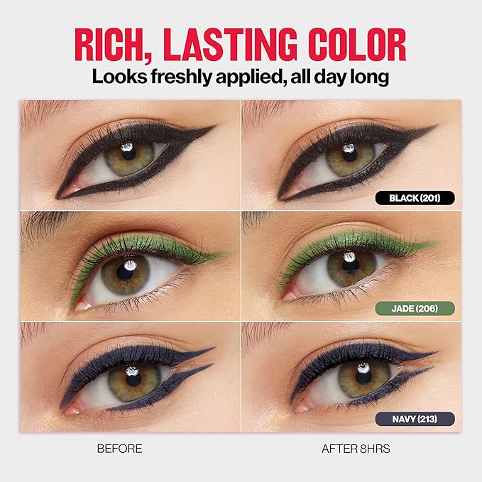 Revlon ColorStay Pencil Eyeliner with Built-in Sharpener, Waterproof, Smudgeproof, Longwearing Eye Makeup with Ultra-Fine Tip, 201 Black, 0.01 oz