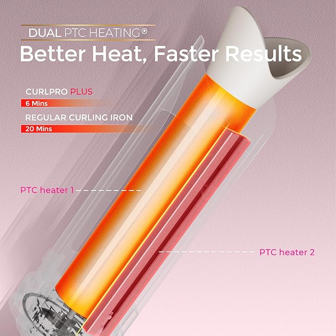 Upgraded Automatic Rotating Curling Iron - TYMO CurlPro Plus Long Barrel Curling Wand for Long Hair, Ceramic 1 Inch Hair Curler for Women, Anti-Scald, Tangle-Free, 600M Ionic, Dual Voltage, Gold Blush