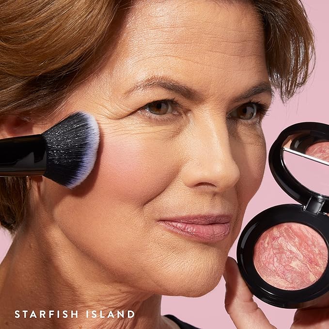 LAURA GELLER NEW YORK Baked Blush-n-Brighten Marbleized Blush + Angled Brush (08 Starfish Island, 47mm)