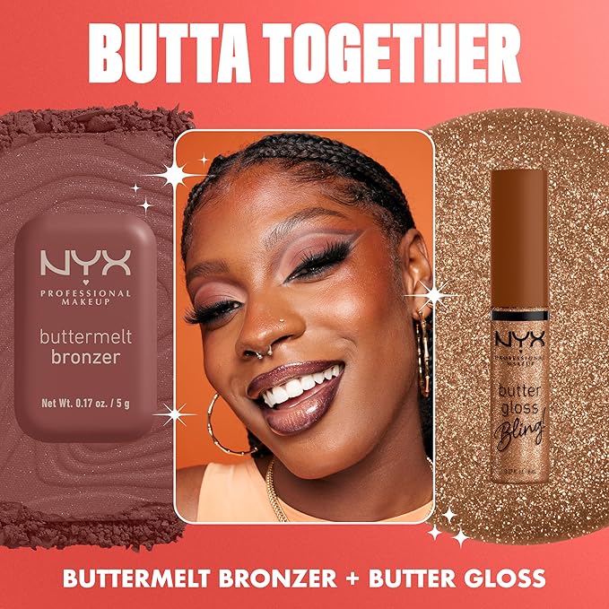 NYX PROFESSIONAL MAKEUP Butter Gloss Bling Lip Gloss, Non Sticky and Shiny Vegan Lip Makeup - Pay Me In Gold