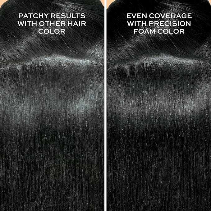 John Frieda Precision Foam Colour, Blue Black 2A, Full-coverage Hair Color Kit, Anti-Fade Gray Coverage, Deep Color Saturation Hair Dye, 1 Application
