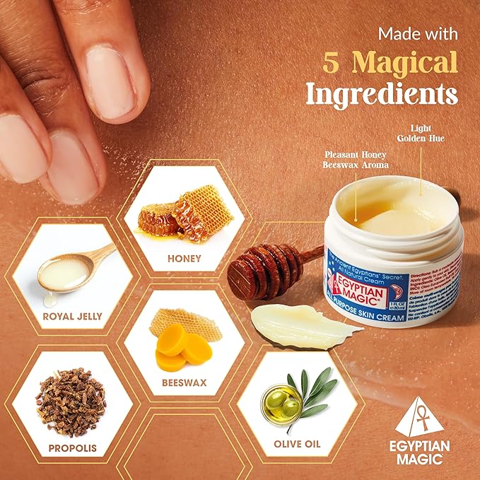Egyptian Magic - All Purpose Face, Body, and Dry Skin Moisturizing Cream, Skin Protectant for Women & Men, Eczema Care Healing Balm, Scar Treatment, Stretch Marks, and Tattoo Aftercare, 1oz Jar