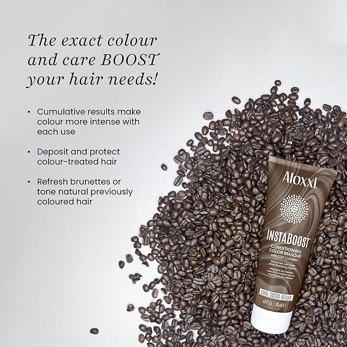 ALOXXI InstaBoost Conditioning Color Mask in Cool Cocoa Beans, Deposits Dark Brown Color and Deeply Conditions Hair, 6.8 Fl Oz