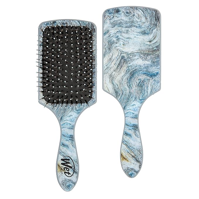 Wet Brush Paddle Hair Brush Traditional Wood Ultra-Soft IntelliFlex Detangling Bristles with Paddle Shine Enhancer Argan Oil Distressed Wood Pain-Free Hair Brush