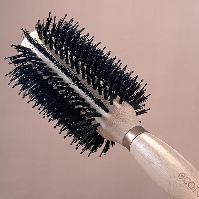 EcoTools Volumizing Round Hairbrush, Achieve Full Blow Out, Heat Resistant For Easy Blow Drying, Vegan Bristles Tame Frizz & Smooth Hair, Made With Renewable Bamboo, Cruelty-Free, 1 Count