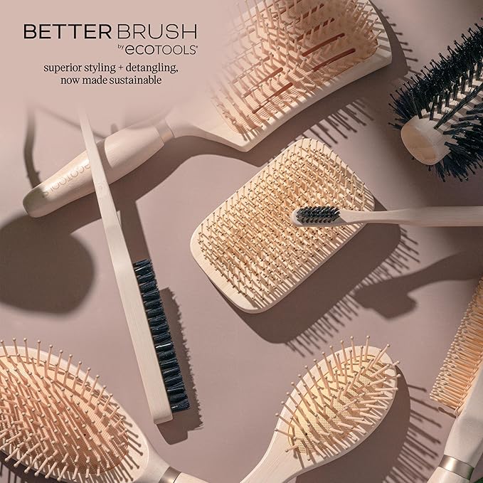 EcoTools Curl Activating Detangler Hairbrush, Gently Detangle Wet Hair, Style, Define, & Enhance Curly & Wavy Hair, Less Hair Breakage & Fall Out, Renewable Bamboo, Vegan & Cruelty-Free, 1 Count