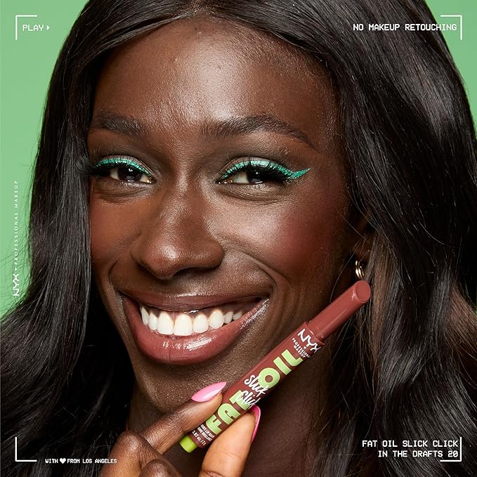 NYX PROFESSIONAL MAKEUP Fat Oil Slick Click, Lightweight, Buildable Pigmented Vegan Lip Balm - Caption This (Nude)