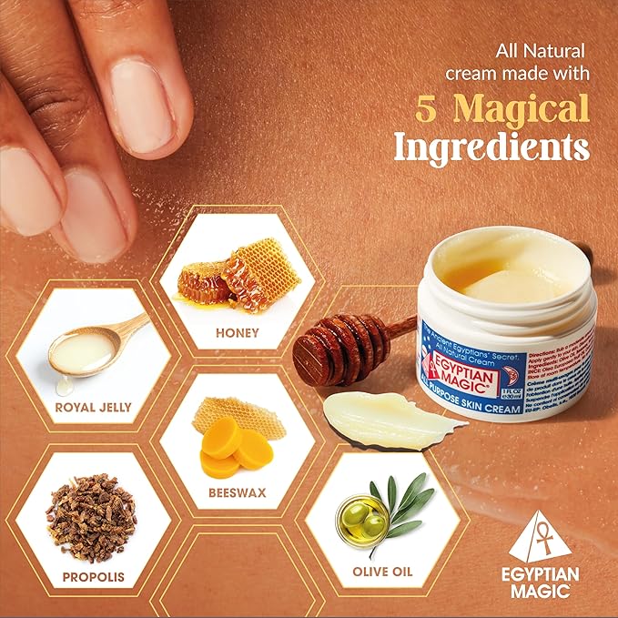 Egyptian Magic - All Purpose Face, Body, and Dry Skin Moisturizing Cream, Skin Protectant for Women & Men, Eczema Care Healing Balm, Scar Treatment, Stretch Marks, and Tattoo Aftercare, 2oz Jar