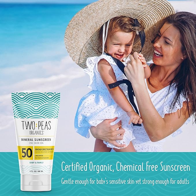 All Natural Organic SPF 50 Sunscreen Lotion - Coral Reef Safe - Baby, Kid & Family Friendly - Chemical Free Mineral Based Formula - Waterproof & Unscented (2)