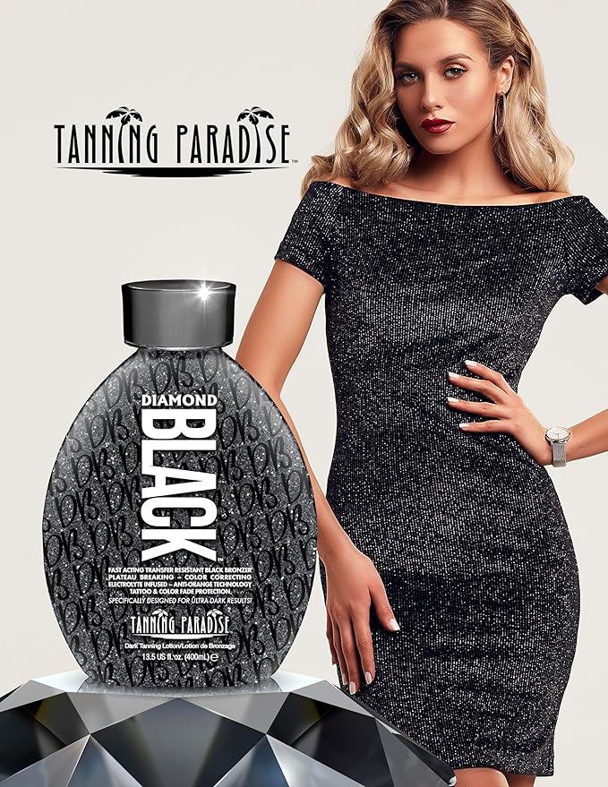 Tanning Paradise Diamond Black Tanning Bed Lotion β 13.5 Fl Oz Transfer Resistant Tanning Lotion for Tanning Beds β Indoor Tanning Lotion for Golden Bronze Color β CC Cream Matte Airbrush Effect