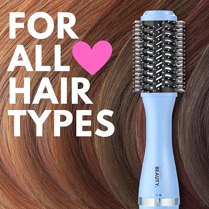 Cortex Beauty Infrared Infrared Volumizing Blowout Brush - blow dryer brush, round brush for blow drying, tools blow dryer brush, blow dryer with comb for black women, for all hair types, 2'' (Blue)
