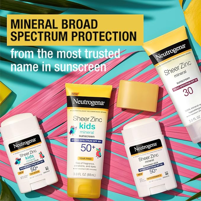 Neutrogena Sheer Zinc Oxide Dry-Touch Mineral Face Sunscreen Lotion with Broad Spectrum SPF 50, Oil-Free, Non-Comedogenic & Non-Greasy, Hypoallergenic, 2 fl. oz