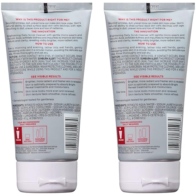 L'Oreal Paris Revitalift Bright Reveal Anti-Aging Facial Cleanser with Glycolic Acid 5 fl. oz (Pack of 2)