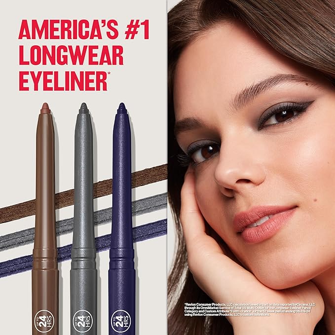 Revlon ColorStay Pencil Eyeliner with Built-in Sharpener, Waterproof, Smudgeproof, Longwearing Eye Makeup with Ultra-Fine Tip, 201 Black, 0.01 oz