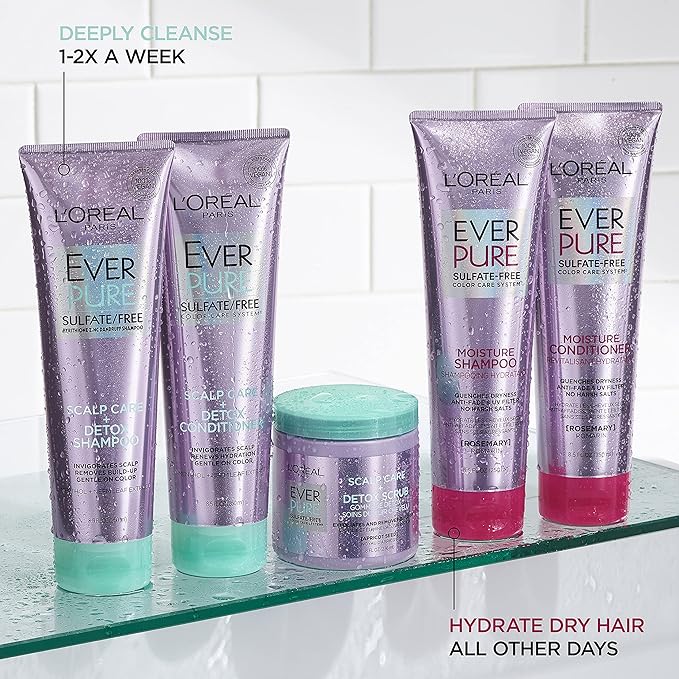 L'Oreal Paris EverPure Exfoliating Scalp Care + Detox Scrub with Apricot seed, 8 Ounce