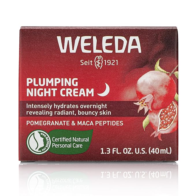 Weleda Face Care Plumping Night Cream, Plant Rich Moisturizer with Pomegranate and Maca Root Peptides