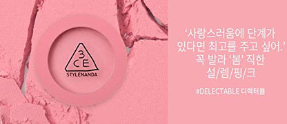 3CE Style Nanda Face Blush, Matte, Pink, Palette, 5g, 0.17oz (DELECTABLE)