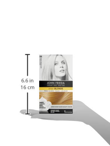 John Frieda Precision Foam Colour, Light Natural Blonde 9N, Full-Coverage Hair Color Kit, Anti-Fade Gray Coverage, Deep Color Saturation Hair Dye, 1 Application