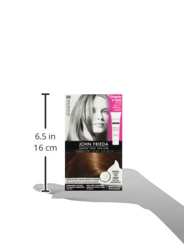 John Frieda Precision Foam Colour, Light Natural Brown 6N, Full-Coverage Hair Color Kit, Anti-Fade Gray Coverage, Deep Color Saturation Hair Dye, 1 Application