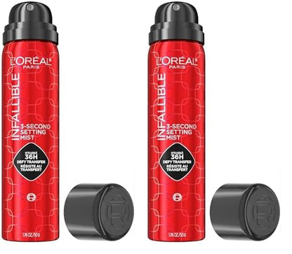 L'Oreal Paris Infallible 3-Second Setting Spray Mist, Microfine Mist for up to 36HR Wear, Clear, 1.76 oz (Pack of 2)