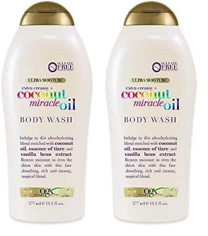 OGX Extra Creamy + Coconut Miracle Oil Ultra Moisture Body Wash, 19.5 Fl Oz (Pack of 2)