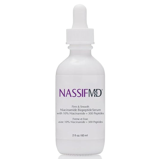 NassifMD Niacinamide Serum 10% with Cranberry Biopeptides and Ectoin, Brightening and Hydrating Vitamin B3 Face Serum, Evens Tone, Smooths Texture, Reduces Fine Lines, Boosts Radiance