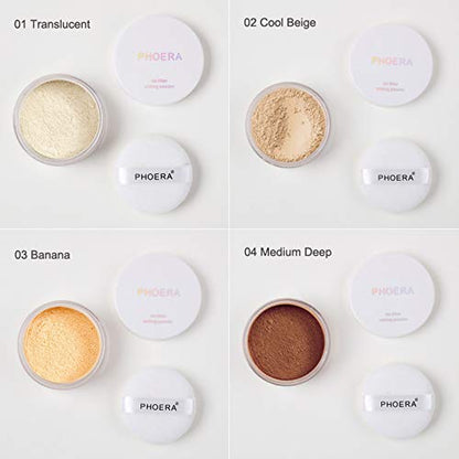 PHOERA Setting Powder Controls Oil,Setting Powder Makeup Light,Loose 0.17oz
